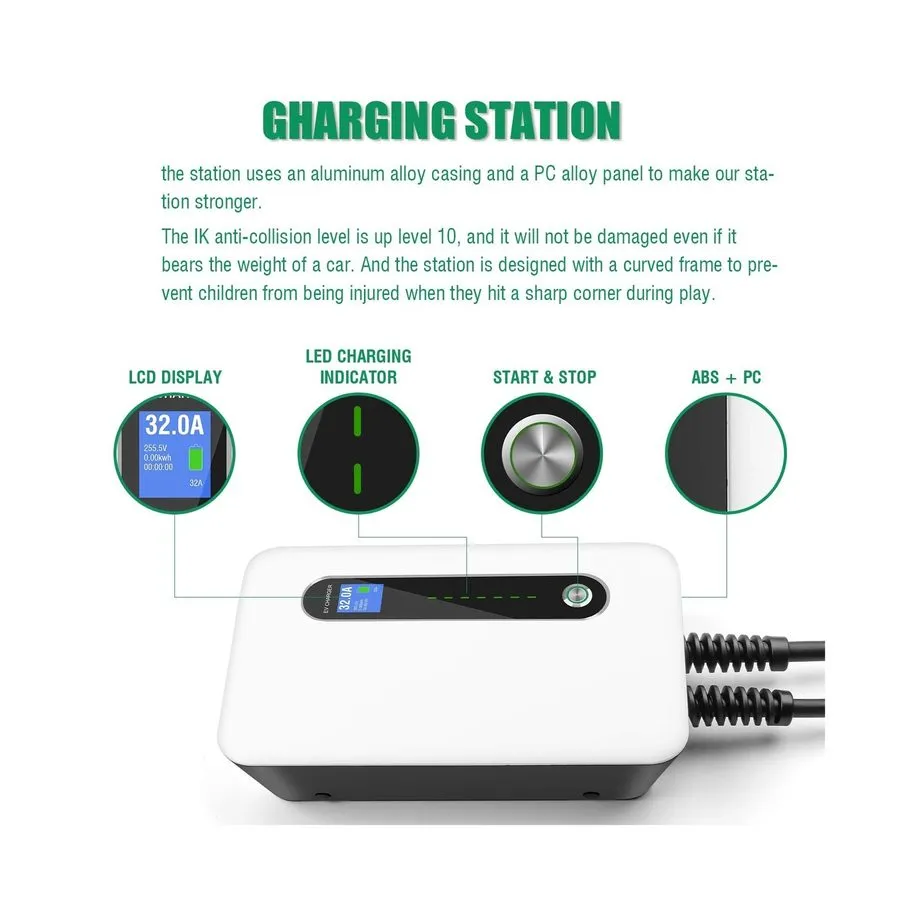 Аккумулятор 40A EV Charger Level 2 Station,9.6KW NEMA14-50 Wall Electric Vehicle