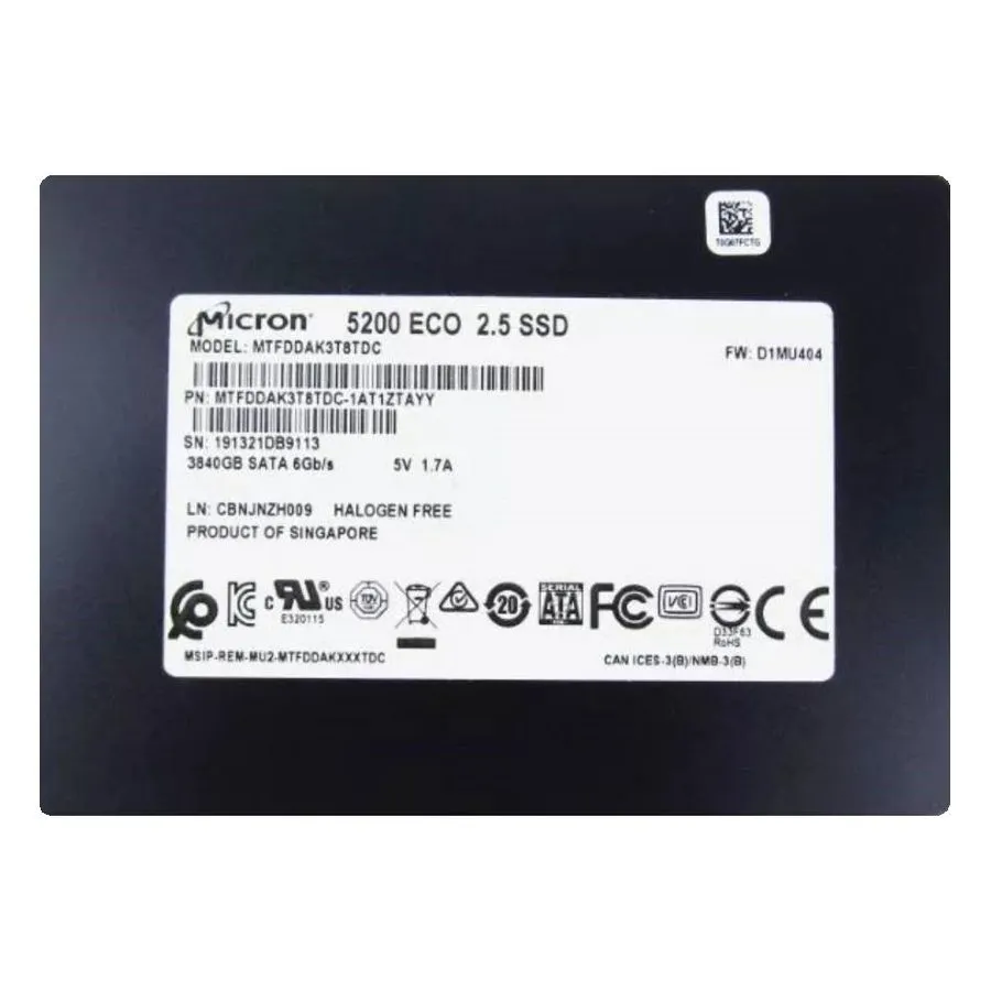 SSD-накопитель Micron 5200 ECO 3.84TB SSD SATA 6Gb/s Solid State Drive MTFDDAK3T