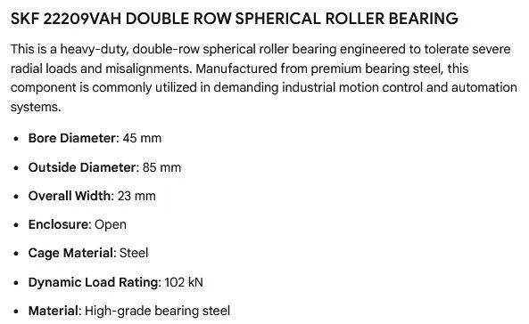Подшипник SKF 22209VAH Bearing 45 x 85 x 23 mm, Ships From SC