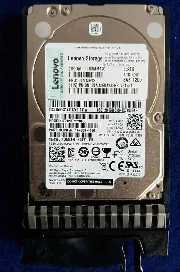 Сервер Lenovo 00MM692 00MM690 00MM694 1.2TB 2.5" 10K RPM SAS Hot-Swap System X H