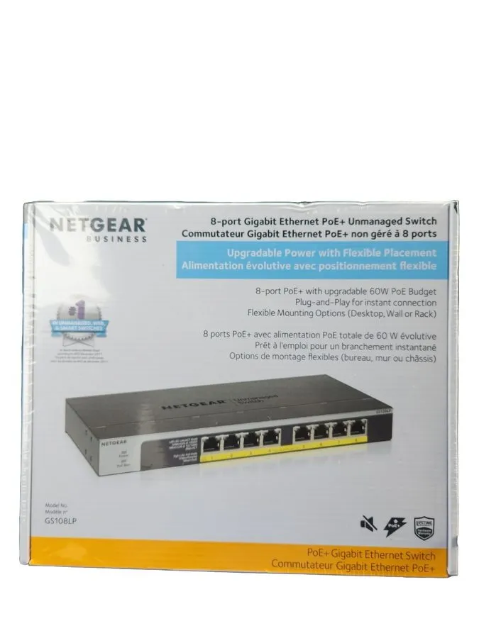 Коммутатор NETGEAR BUSINESS GS108LP 8 Port Gigabit Ethernet 60 W PoE+ Switch — фото лота 1