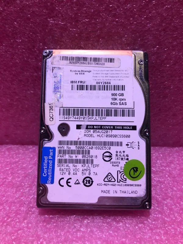 Жёсткий диск IBM 00Y2684 00L4568 900GB SAS 6GBPS 10K RPM 2.5" SFF V7000 HDD Hard
