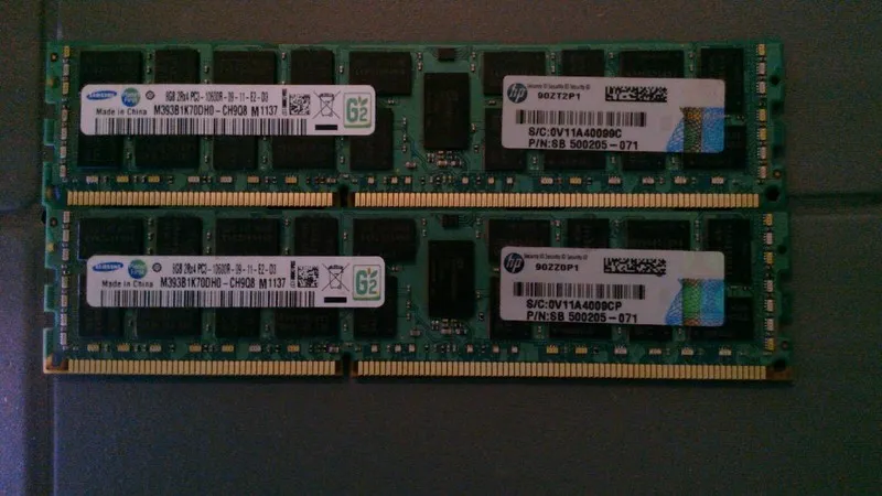 Модуль памяти Samsung/Micron 8GB PC3-10600R M393B1K70DH0 CH9Q8 HP 500205-071