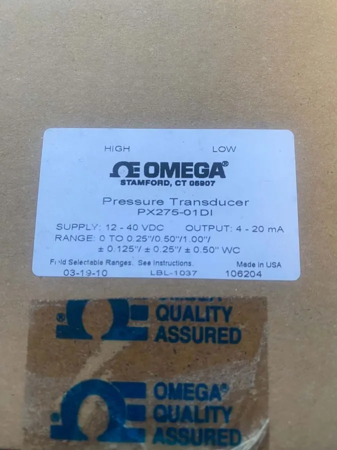 Датчик давления OMEGA PRESSURE TRANSMITTER W/ USER SELECTABLE RANGES PX275-01DI — фото лота 1