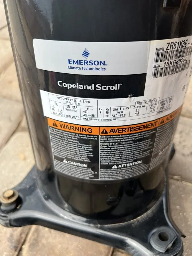 Компрессор COPELAND SCROLL COMPRESSOR ZR61K3 TFD-930 460V 3PH