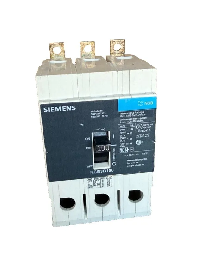 Автоматический выключатель Siemens NGB3B100B / NGB3B100 3p 480v 100a Circuit Bre