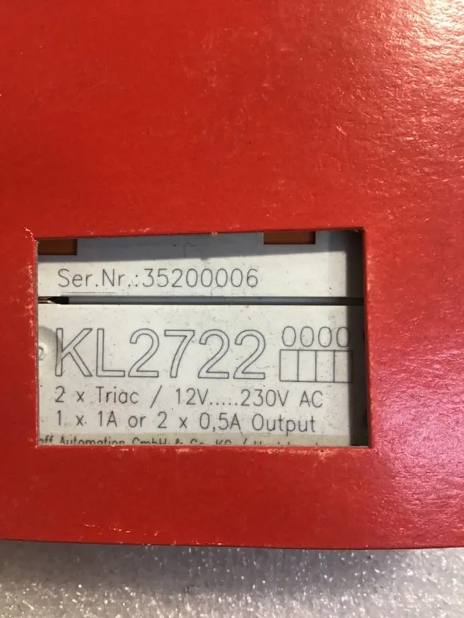 Модуль ввода-вывода BECKHOFF KL2722 BUS TERMINAL, 2 CHANNEL DIGITAL TRIAC OUTPUT