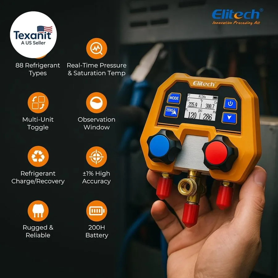 Манометрический коллектор Digital Manifold Gauge для HVAC, Refrigeration & AC Sy