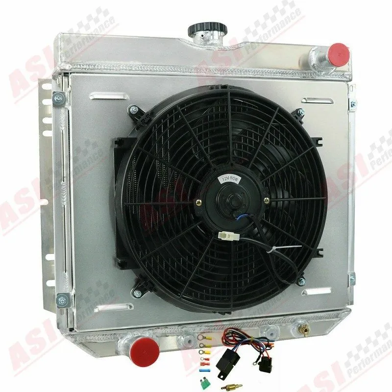 Вентилятор 3-ROW RADIATOR+SHROUD FAN для 63-1977 Ford Falcon/Mustang/Maverick/Co — фото лота 1