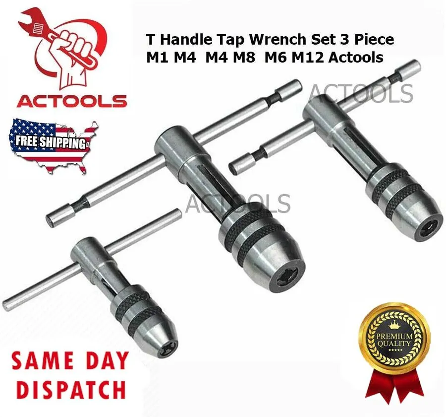 Режущий инструмент Adjustable T-Handle Tap Wrench Set M1-M4 / M4-M8 / M6-M12 USA