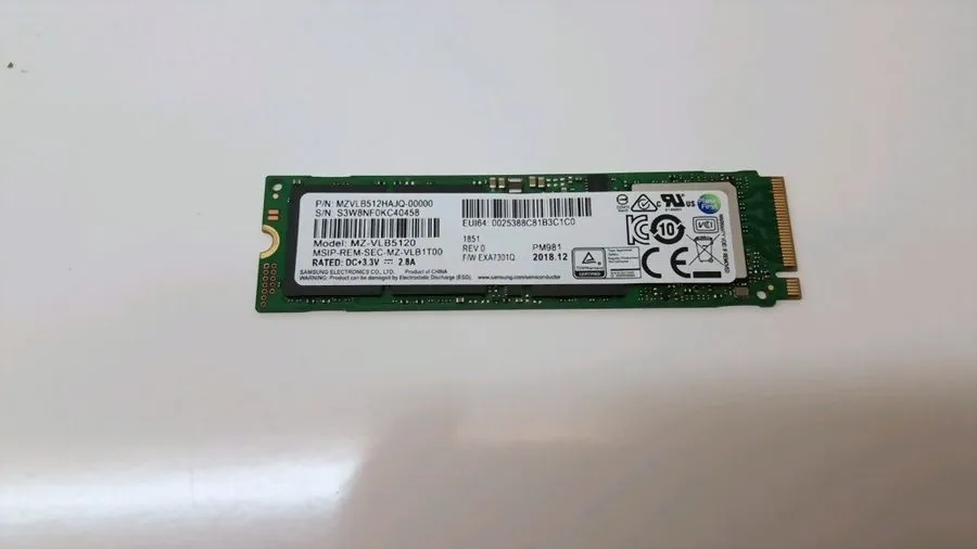 SSD-накопитель 512GB NVMe PCIe M.2 2280 SSD Samsung PM981 94% 97% Health