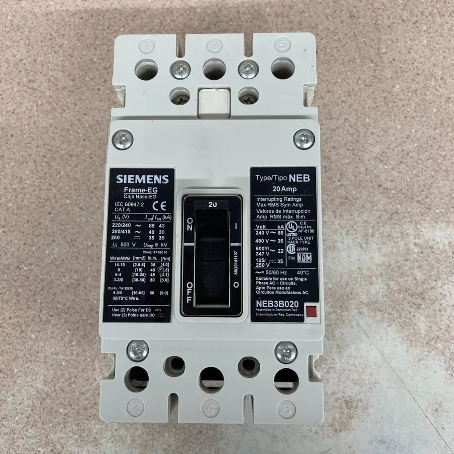 Автоматический выключатель NEB3B020 3Pole 20Amps 480Volt Bolt-On NTO Siemens