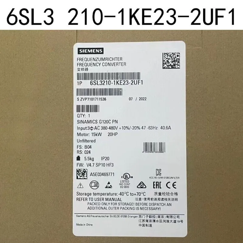 Частотный преобразователь Siemens SINAMICS G120C 15KW Converter 6SL3210-1KE23-2U
