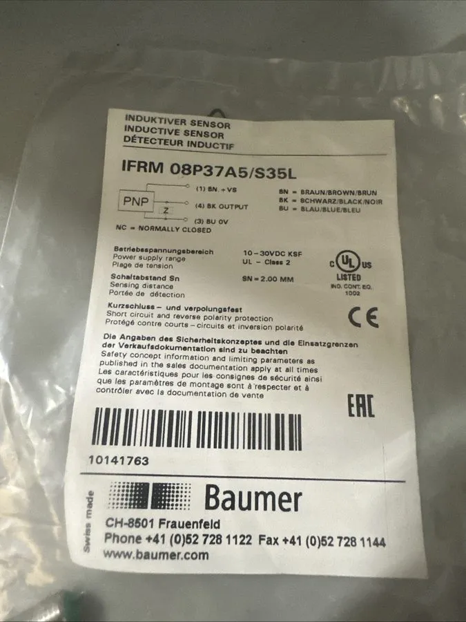 Индуктивный датчик BAUMER IFRM 08P37A5/S35L INDUCTIVE SENSOR — фото лота 2