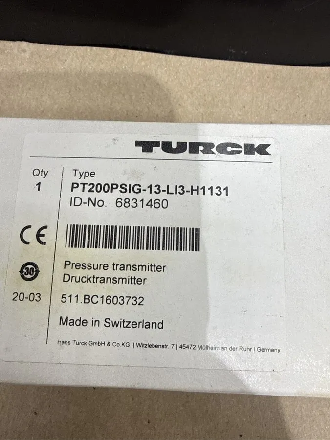 Датчик давления TURCK PRESSURE TRANSMITTER DRUCKTRANSMITTER PT200PSIG-13-L13-H11 — фото лота 2