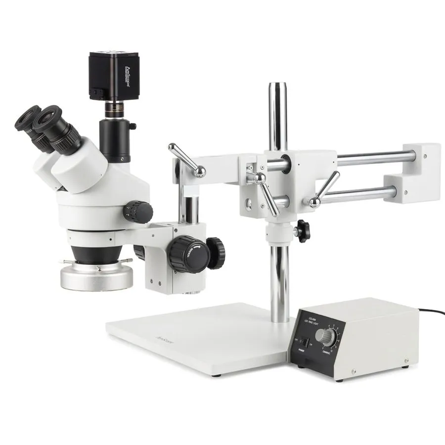 Микроскоп AmScope 3.5-45X Trinocular Stereo Boom 80LED Microscope 8MP HDMI/WiFi/