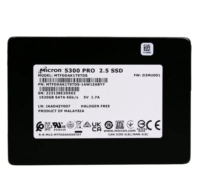 SSD-накопитель Micron 5300 PRO 1.92TB 2.5" SATA SSD MTFDDAK1T9TDS-1AW1ZABYY,3357