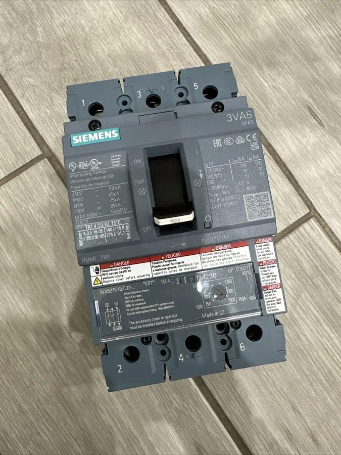 Автоматический выключатель SIEMENS 3VA5215-6EC31-0AA0 3 Pole 150 Amp Circuit Bre