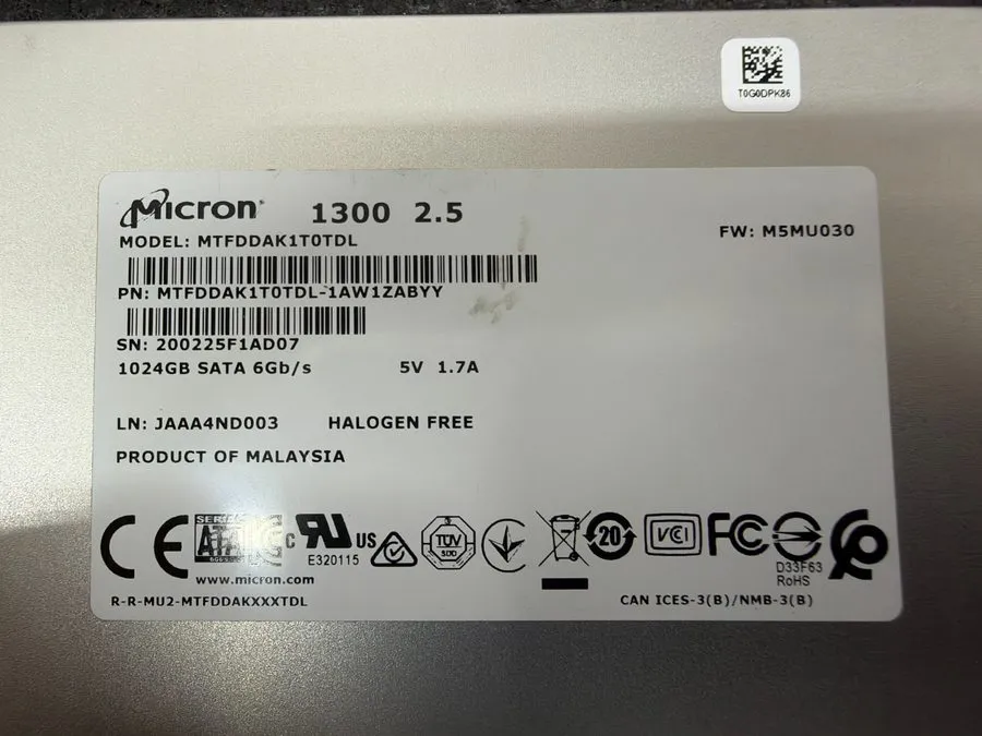 SSD-накопитель Micron 2.5" 1300 1TB SATA 6Gb/s SSD MTFDDAK1T0TDL Solid State Dri