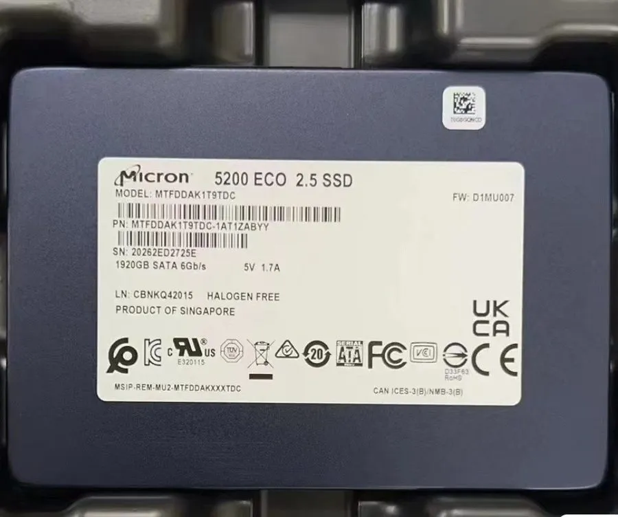 Сервер Micron MTFDDAK1T9TDC 1.92TB SSD SATA 2.5 Server Laptop Desktop PC Hard Dr