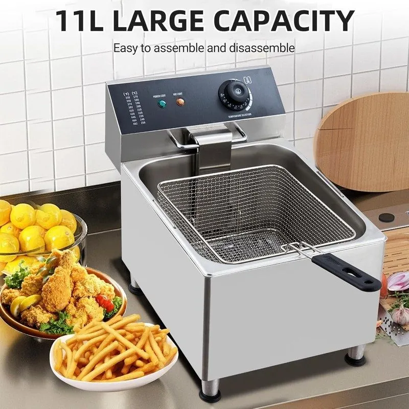 Фритюрница VEVOR Commercial Deep Fryer, 1500W Electric Countertop Fryer with Bas