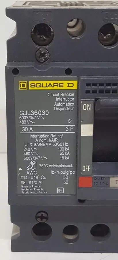 Автоматический выключатель SQUARE D GJL36030 POWEPACT 30A 3 POLE 480V CIRCUIT BR