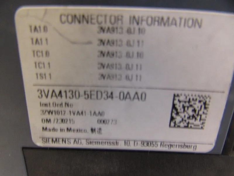 Автоматический выключатель 1 Siemens 3VA4130-5ED34-0AA0 480V 3-Pole Circuit Brea — фото лота 2