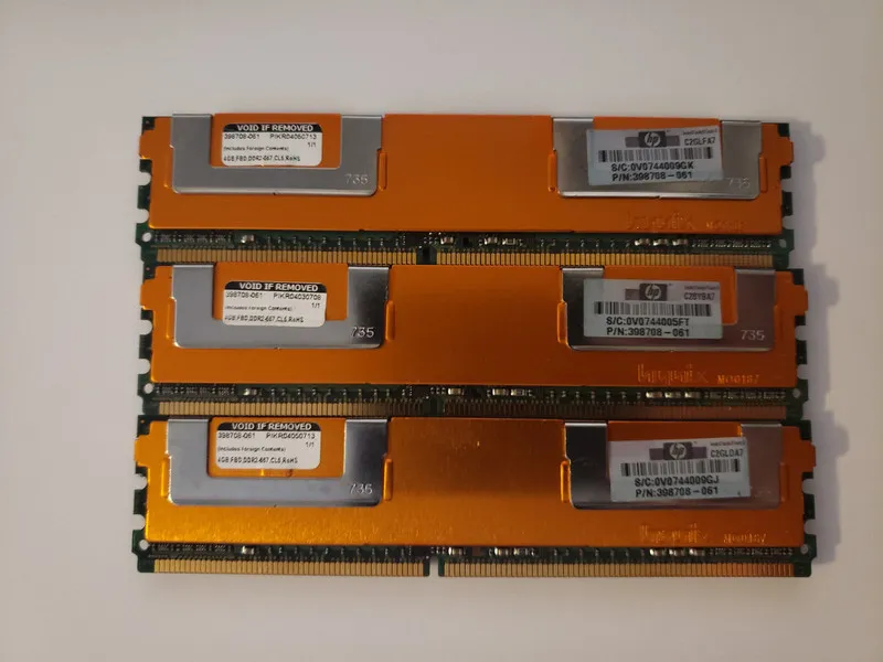 Модуль памяти HP 398708-061 12GB 3x4GB PC2-5300F DDR2 Fully Buffered ECC Server 