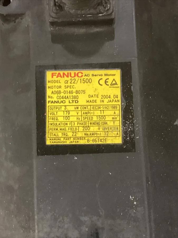 Серводвигатель Fanuc A06B-0146-B075 Ac Servo Motor A22/1500 3.0Kw