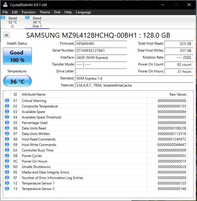 Samsung PM9B1 128GB, M.2 Internal SSD