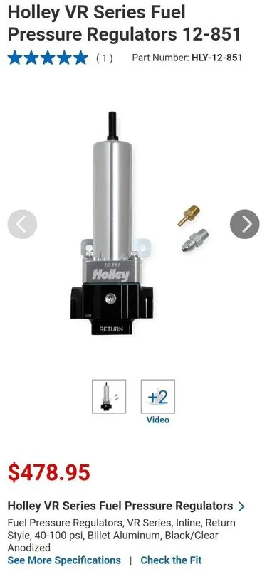 Трубопроводная арматура Holley 12-851 2 Port VR Series Fuel Pressure Regulator — фото лота 4