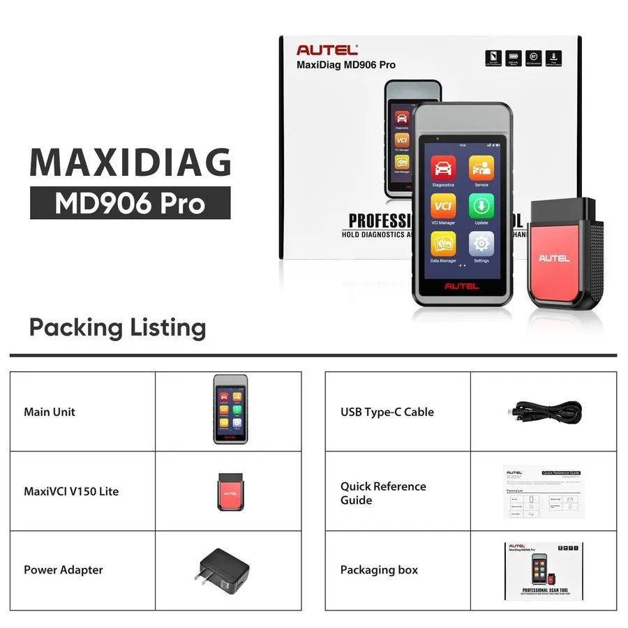 Диагностический сканер 2026 Autel MaxiDiag MD906 PRO Bluetooth Car Scanner Servi — фото лота 1