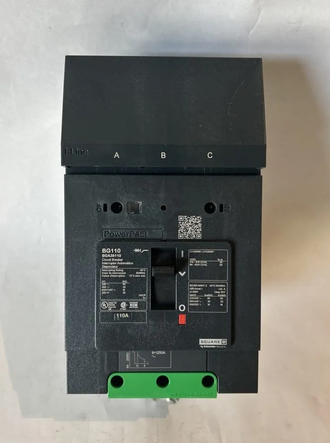 Автоматический выключатель Square D PowerPacT BGA36110 110 Amp 3 Pole 480 V 35 k — фото лота 1