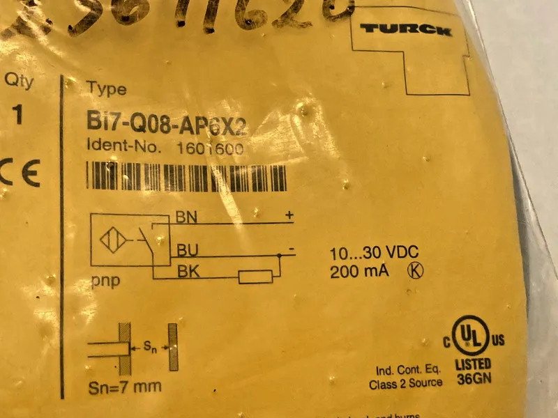 Датчик приближения TURCK BI7-Q08-AP6X2 PROXIMITY SENSOR 10-30VDC 200MA 7MM SENSI — фото лота 1