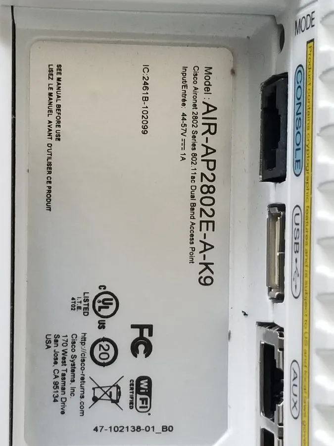 Точка доступа Wi-Fi Cisco AIR-AP2802E-A-K9 802.11/ac Wireless Access Point Fully