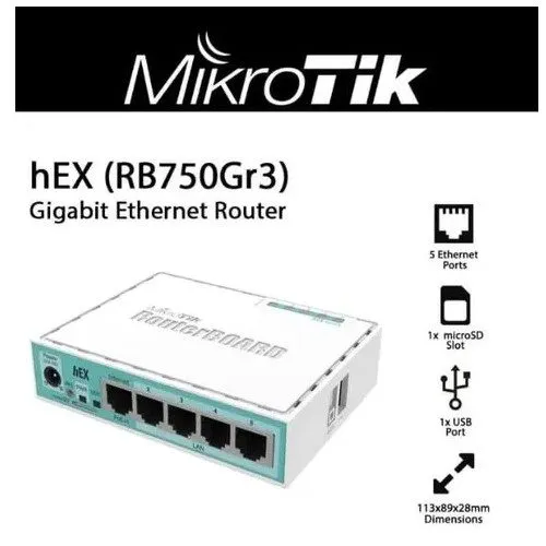 Маршрутизатор MikroTik Hex RB750GR3 5-port Ethernet Gigabit Router
