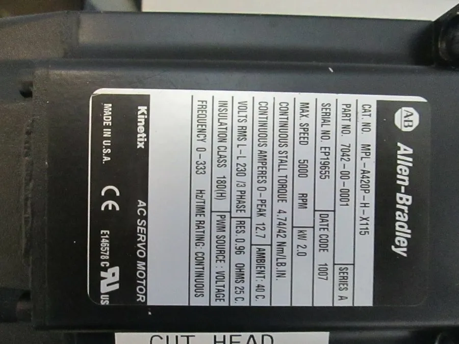 Серводвигатель Allen-Bradley MPL-A420P-H-X115 SER A AC Servo Motor 7042-00-0001