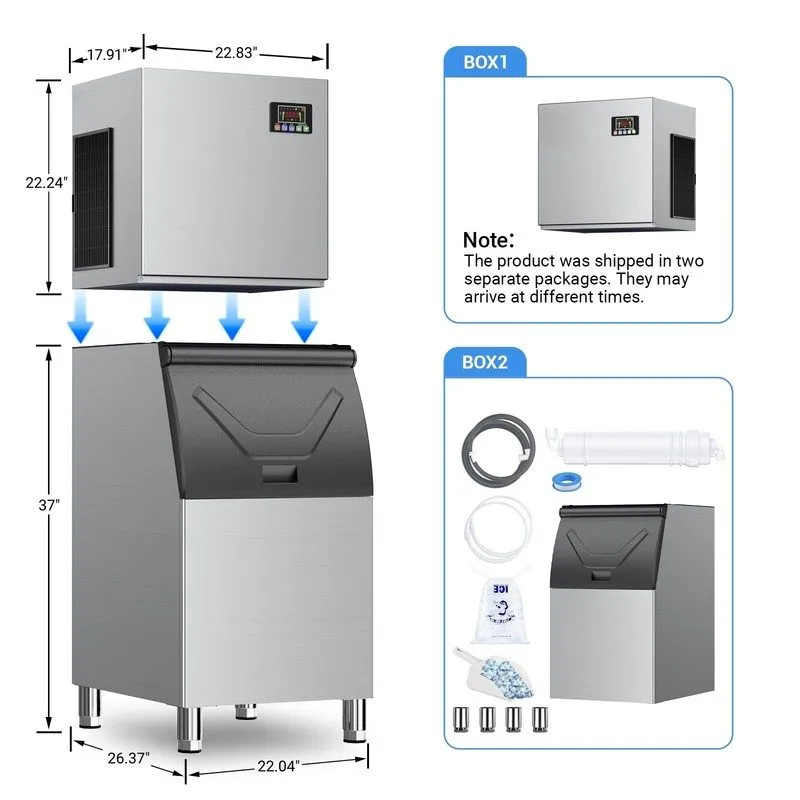 Льдогенератор Commercial Ice Maker Machines 500LBS/24H with 350LBS Storage Bin A — фото лота 1
