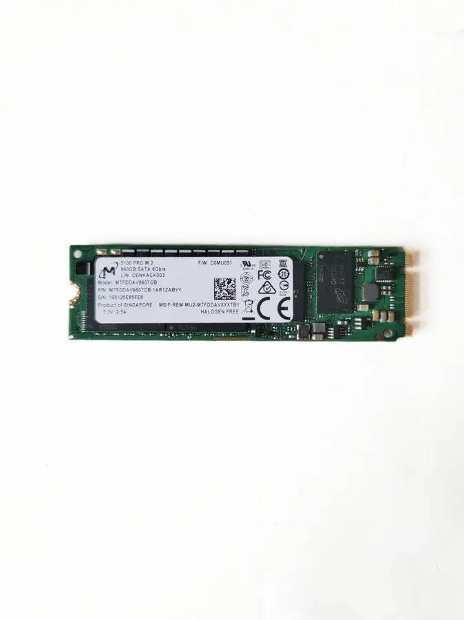 SSD-накопитель Micron 960GB SATA 6Gb/s 2280 M.2 SSD 5100 ECO Series MTFDDAV960TB — фото лота 1