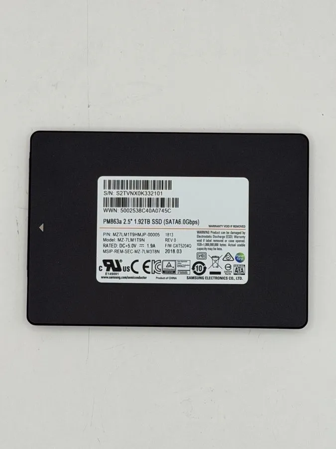 SSD-накопитель Samsung PM863a 1.92TB SATA 6Gb/s 2.5 in Enterprise SSD MZ7LM1T9HM