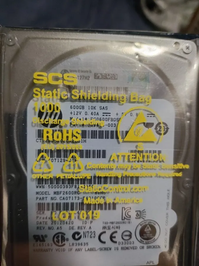 Жёсткий диск 599476-003 COMPATIBLE 1 Year BBO HPE 600GB SAS 6G 10K SFF DP HDD — фото лота 2