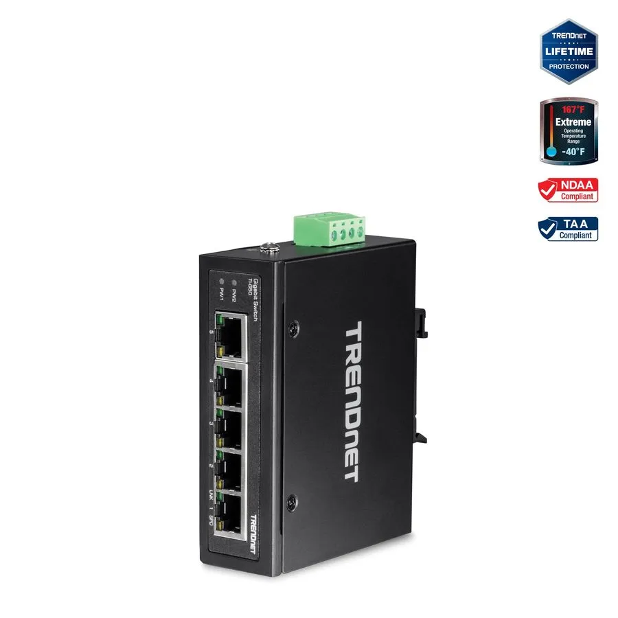 Коммутатор TRENDnet TI-G50 5-Port Hardened Industrial Gigabit DIN-Rail Switch 12