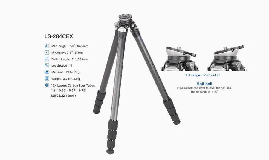 Камера Leofoto Tripod LS-284CEX leveling base Carbon Fiber Tripod
