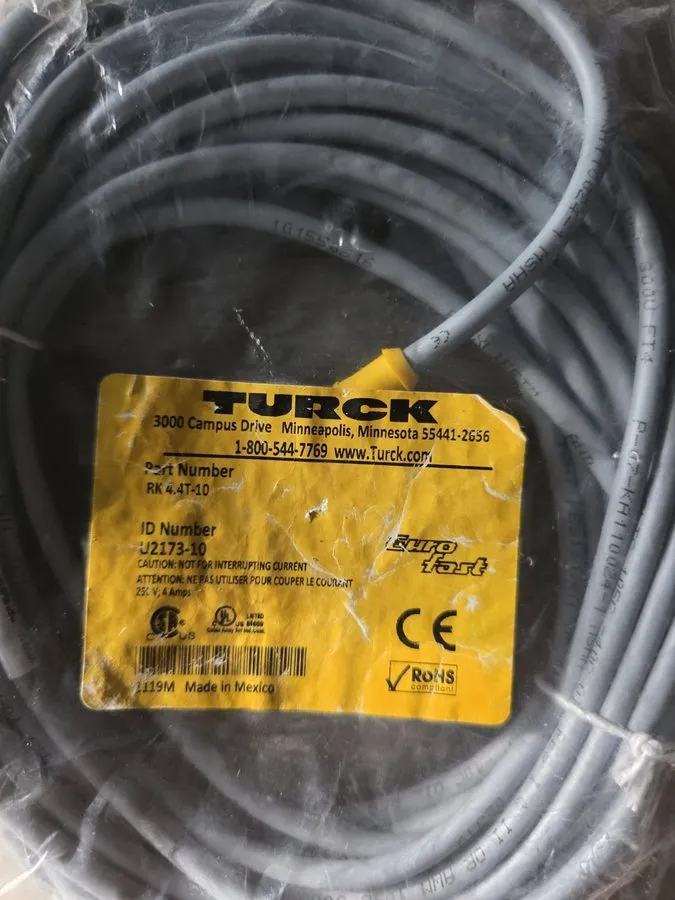 Соединительный кабель Turck RK 4.4T-10 Double Ended Cordset U2173-10 250VAC/DC 4 — фото лота 1