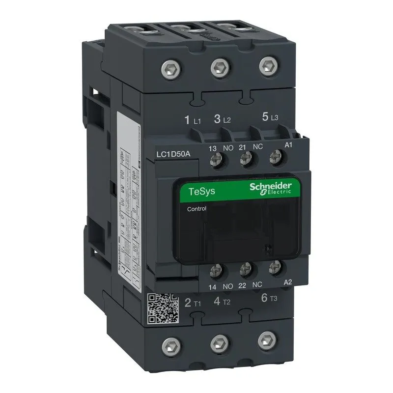 Контактор SCHNEIDER ELECTRIC LC1D50AG7 Contactor, TeSys Deca, 3P, 50A, 120V AC