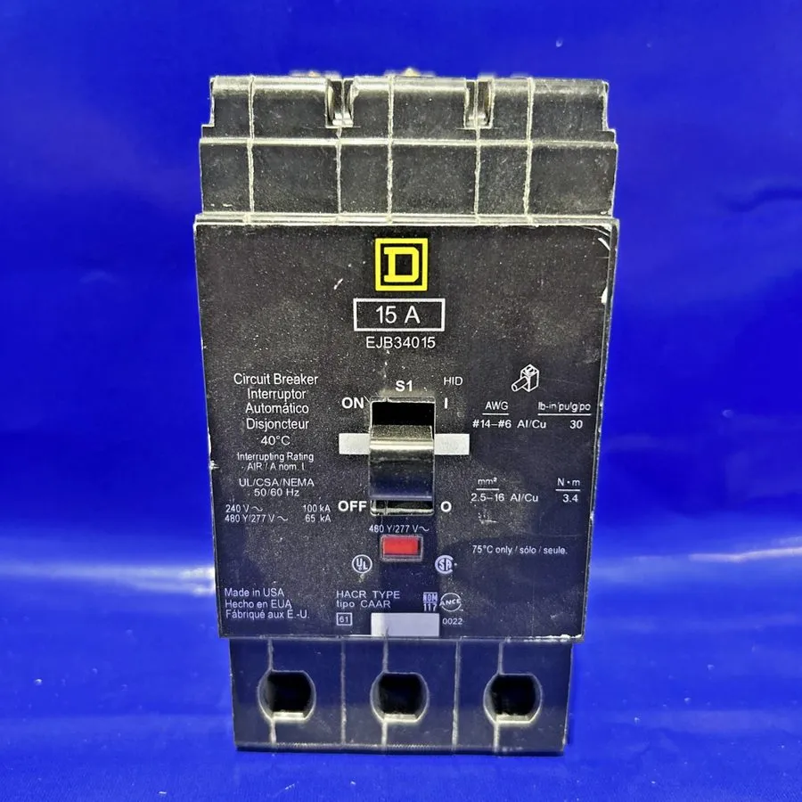 Автоматический выключатель EJB34015 15 Amp 480V 3 Pole Square D Circuit Breaker