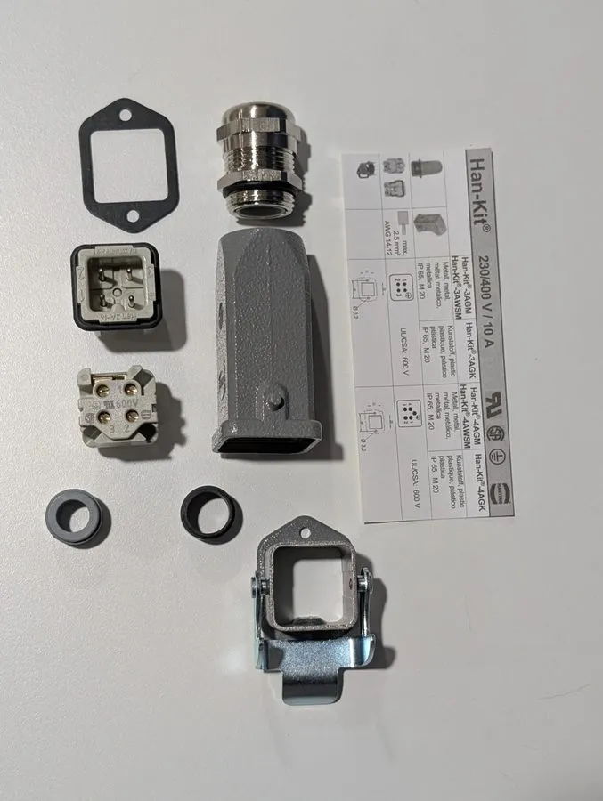 Разъём Harting Grey Adapter 102000310001 Connector Housing Han-kit-3aGM 230/400 — фото лота 1