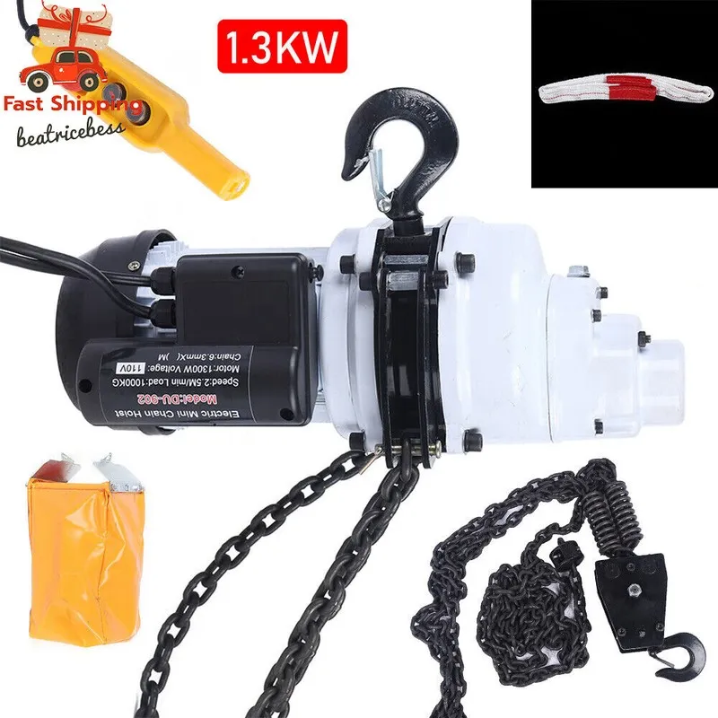Таль 110V 2200LBS/1 Ton Electric Chain Hoist Single Phase Hoist Crane 10FT Chain