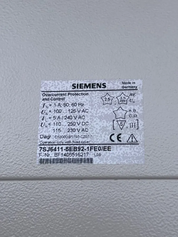 Реле защиты SIEMENS 7SJ64 SIPROTEC 7SJ6411-5EB92-1FE0/EE OVERCURRENT PROTECTION 