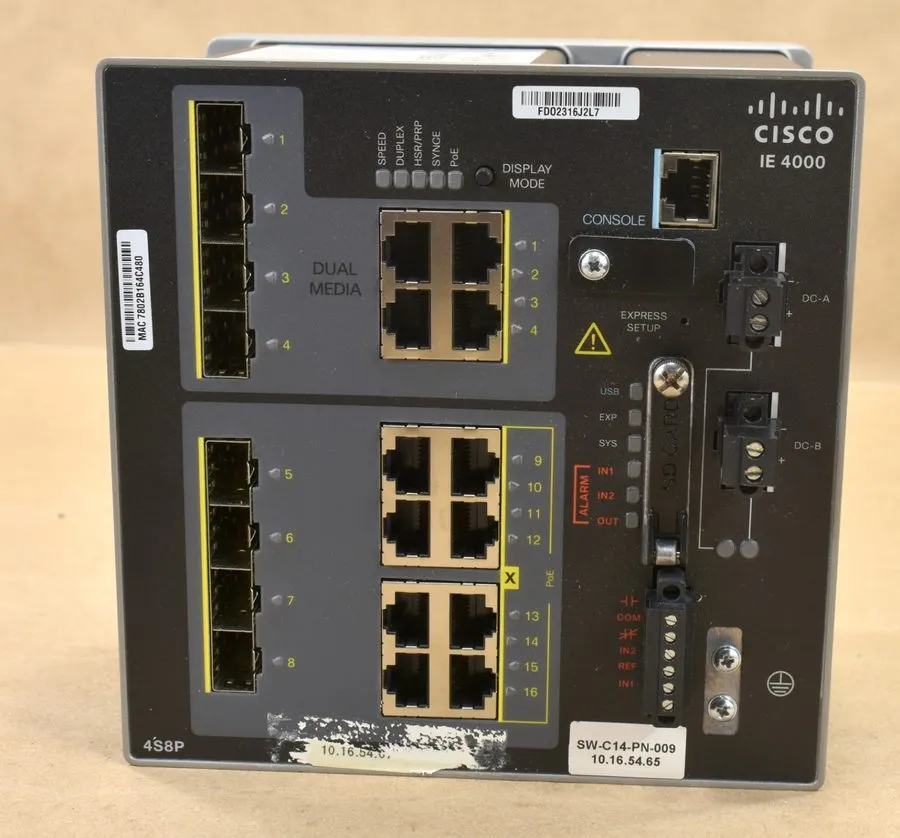 Коммутатор Cisco IE-4000-4S8P4G-E PoE+ Gigabit Industrial Ethernet Switch